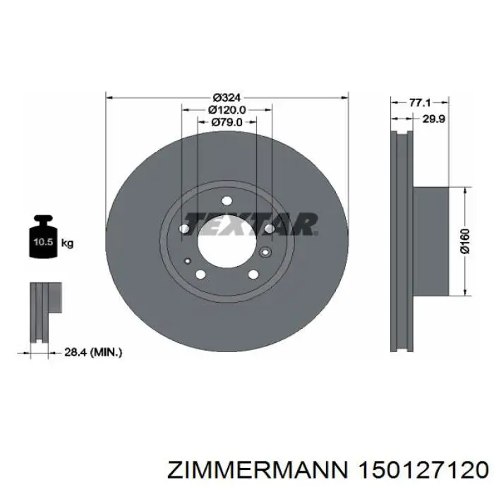 Купить 150127120 Zimmermann Ротор тормозной