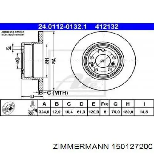 Купить 150127200 Zimmermann Диск тормозной задний