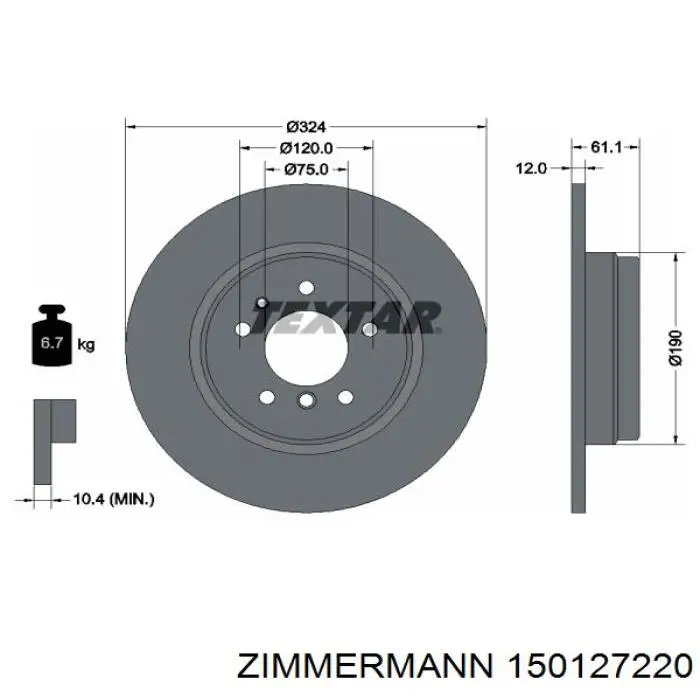 Купить 150127220 Zimmermann Диск тормозной задний