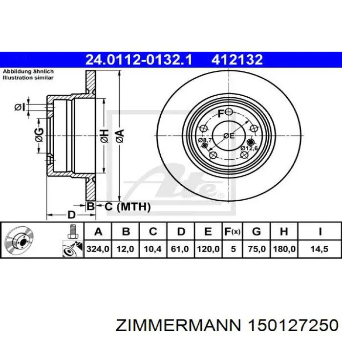 Задний дисковый тормоз Zimmermann 150127250