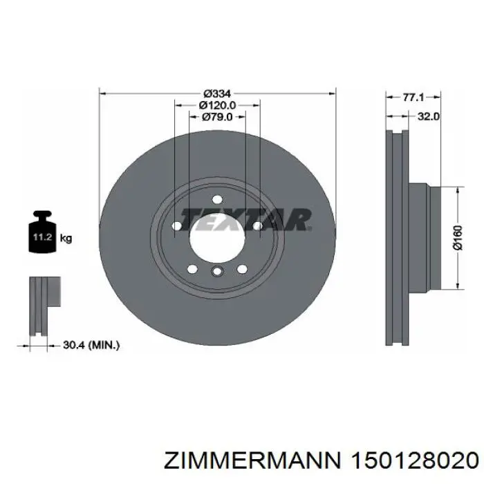 Тормоз дисковый передний Zimmermann 150128020 цена, от 98.24 USD