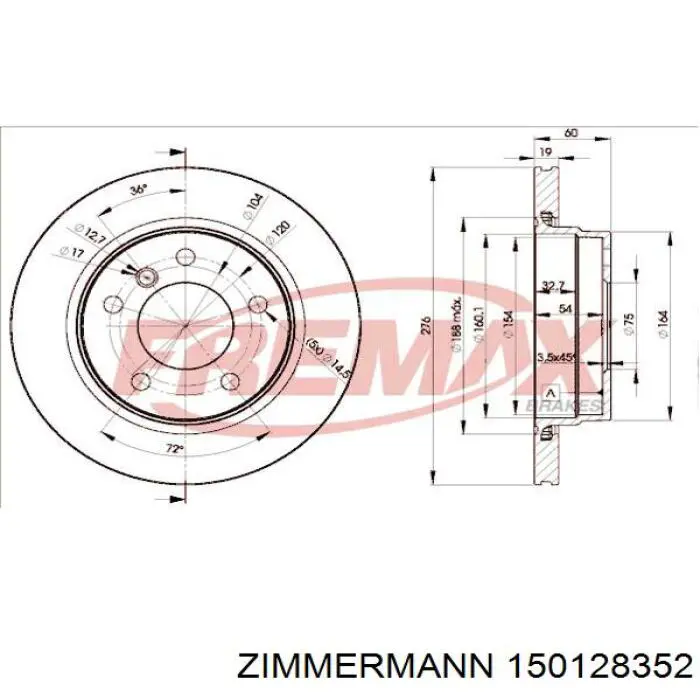 Тормозные диски 150128352 Zimmermann
