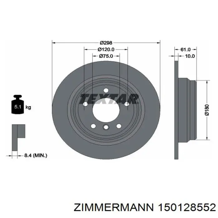 Купить 150128552 Zimmermann Диск тормозной задний