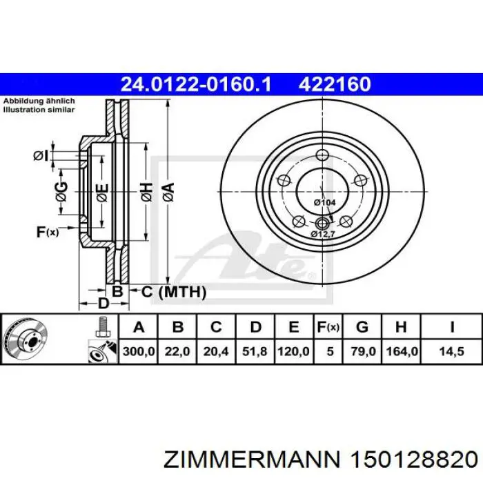 Тормоз дисковый передний Zimmermann 150128820 цена, от 47.67 USD