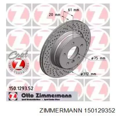 Задний тормозной диск Zimmermann 150129352 цена, от 39.27 USD