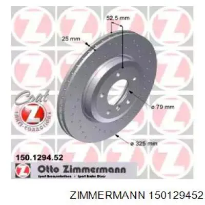 Передний тормозной диск Zimmermann 150129452