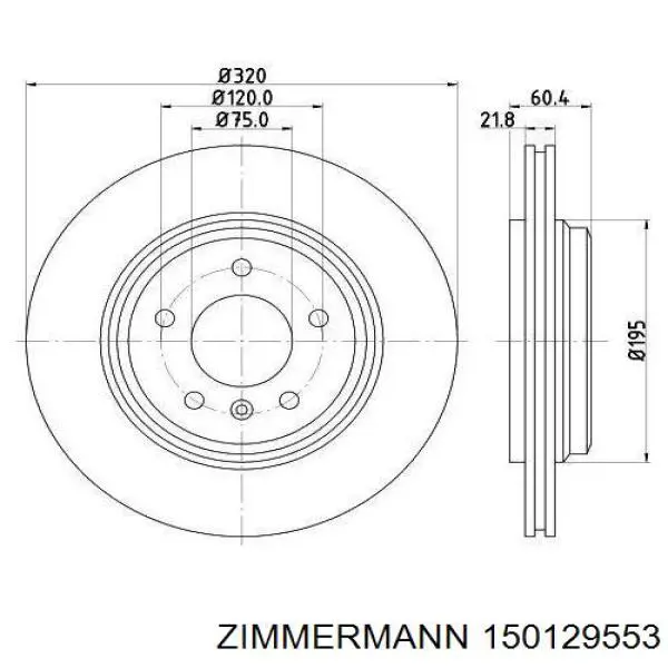 Задний дисковый тормоз Zimmermann 150129553