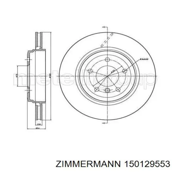 Задний тормозной диск Zimmermann 150129553 цена, от 82.48 USD