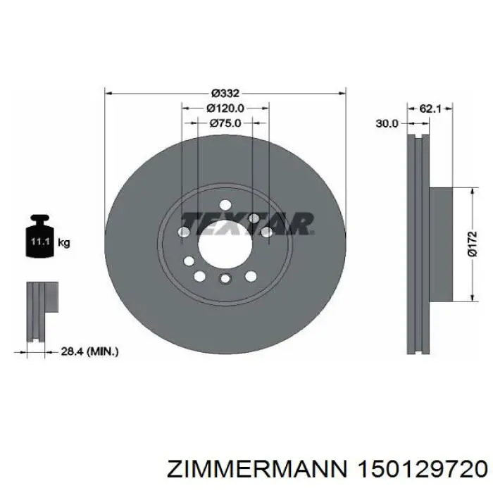 Купить 150129720 Zimmermann Ротор тормозной