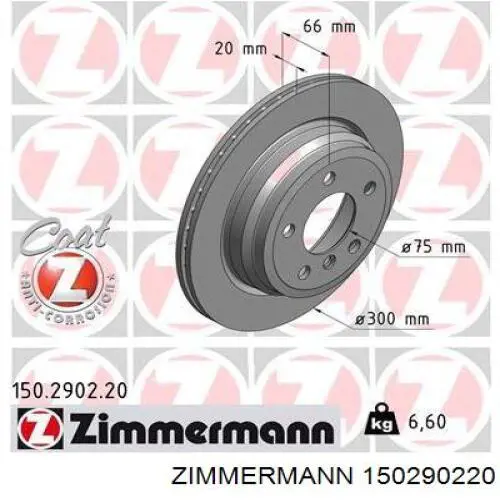 Disco de freno trasero 150290220 Zimmermann