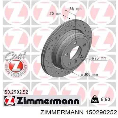 Disco de freno trasero 150290252 Zimmermann