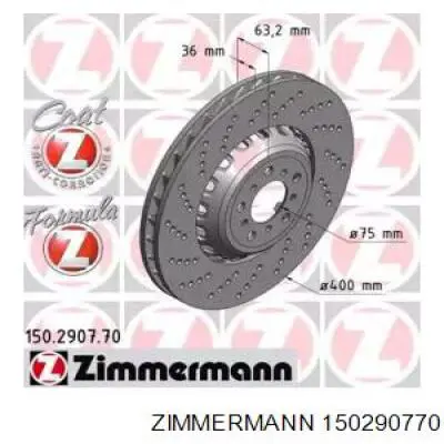 150.2907.70 Zimmermann disco do freio dianteiro