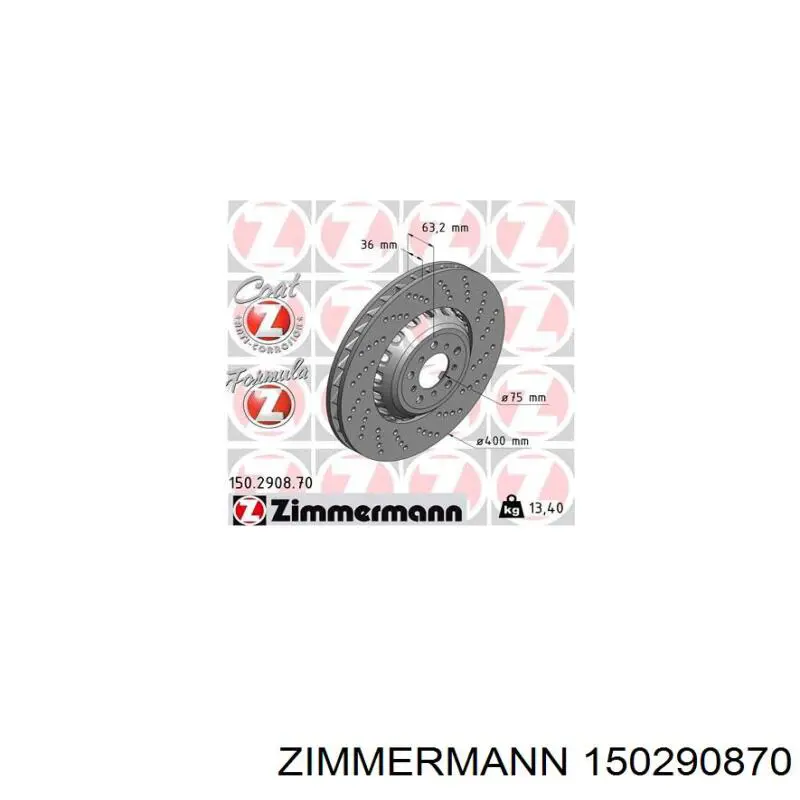 Купить 150290870 Zimmermann Ротор тормозной