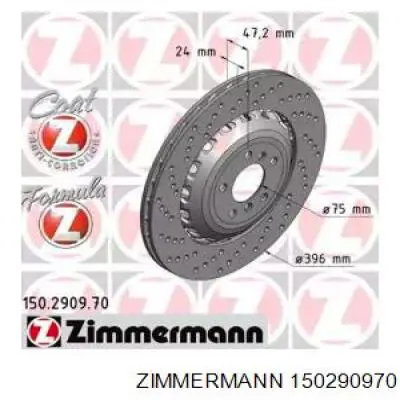 Задний тормозной диск Zimmermann 150290970 цена, от 381.20 USD