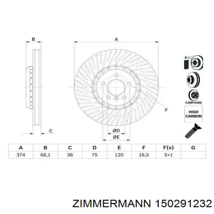Купить 150291232 Zimmermann Ротор тормозной