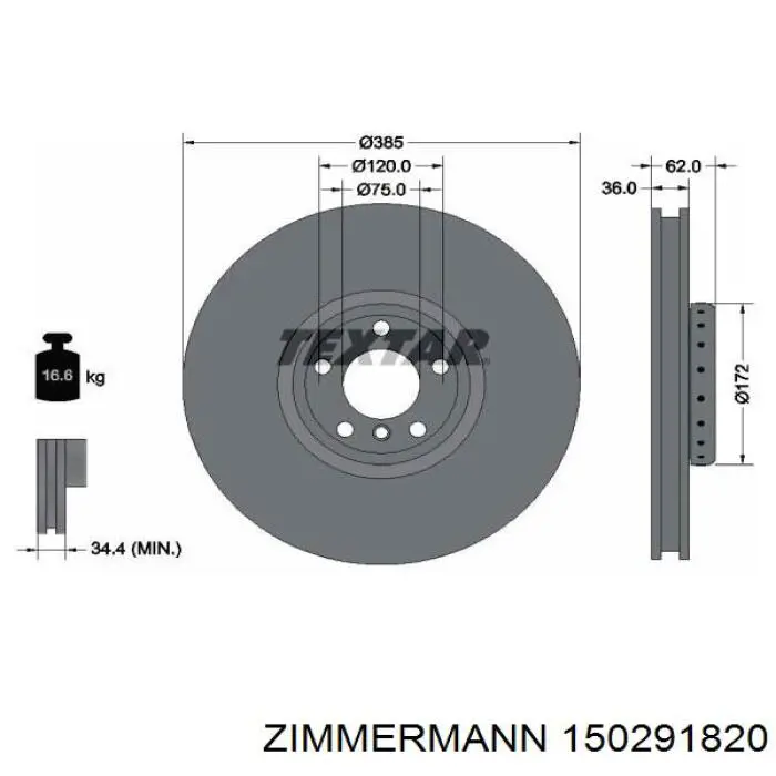 Купить 150291820 Zimmermann Ротор тормозной