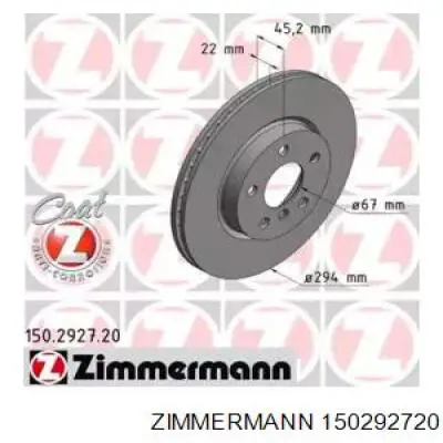 150.2927.20 Zimmermann disco do freio dianteiro