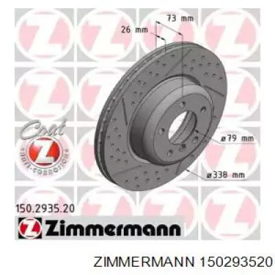 150.2935.20 Zimmermann диск тормозной передний