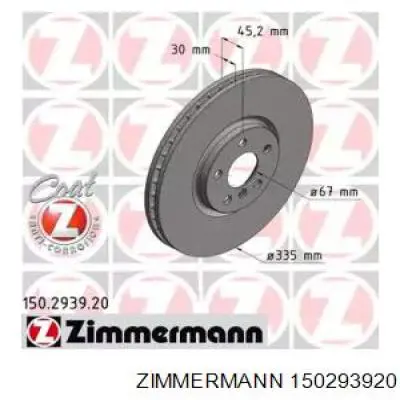 Передние тормозные диски 150293920 Zimmermann