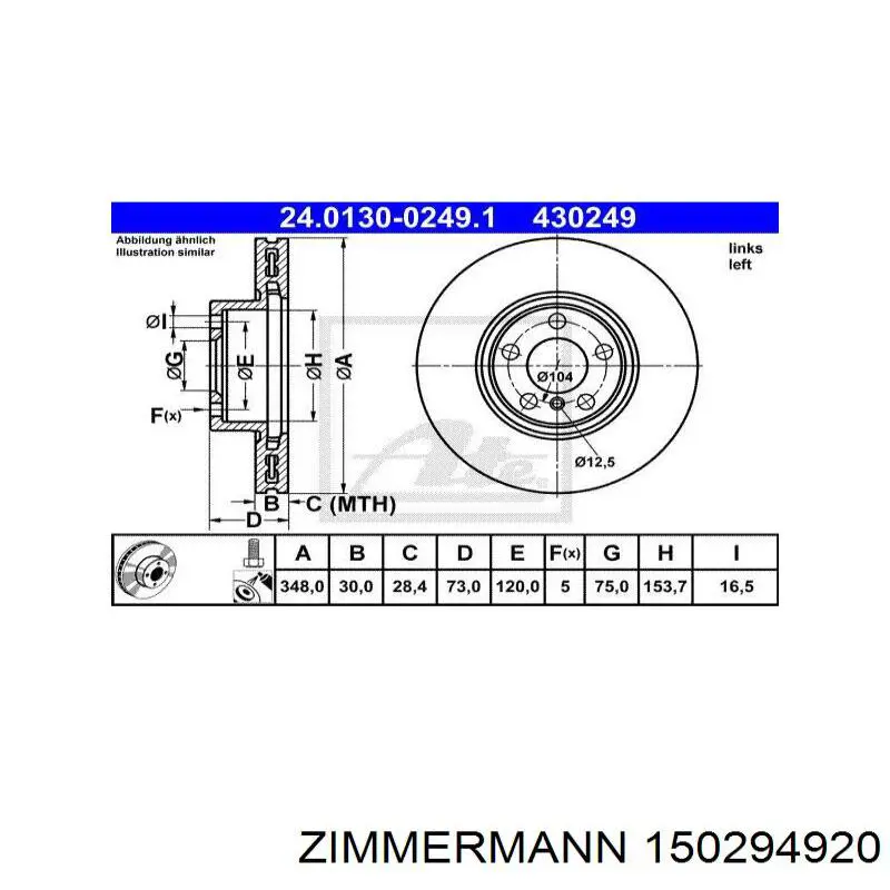 Тормозные диски 150294920 Zimmermann