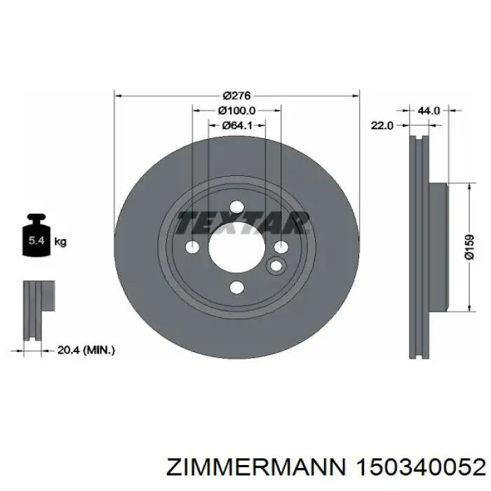 Купить 150340052 Zimmermann Ротор тормозной