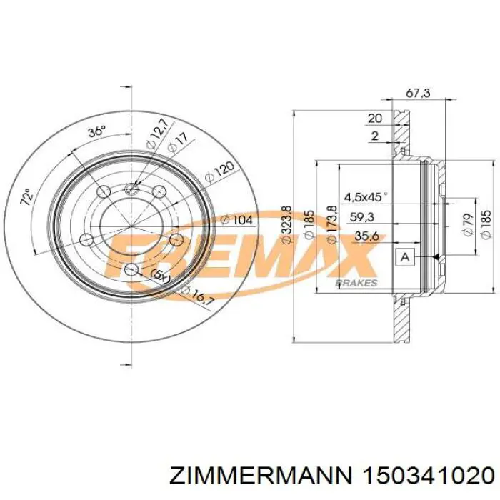 Задний дисковый тормоз Zimmermann 150341020