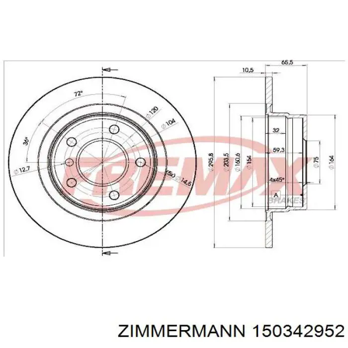 150342952 Zimmermann Дисковый тормоз