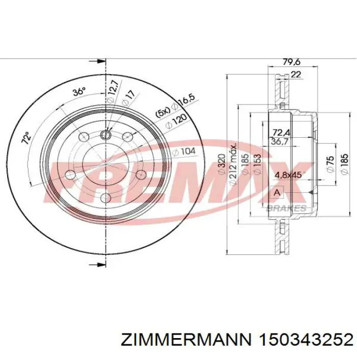 Тормозные диски 150343252 Zimmermann