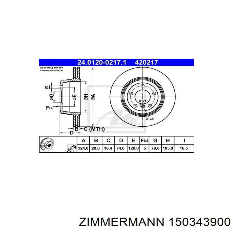150343900 Zimmermann Дисковый тормоз