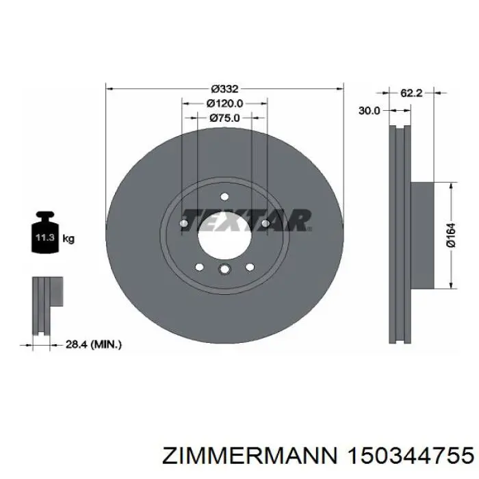 Купить 150344755 Zimmermann Ротор тормозной