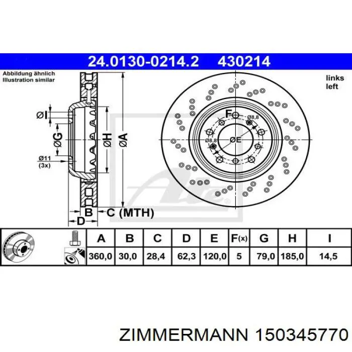 Тормозные диски 150345770 Zimmermann