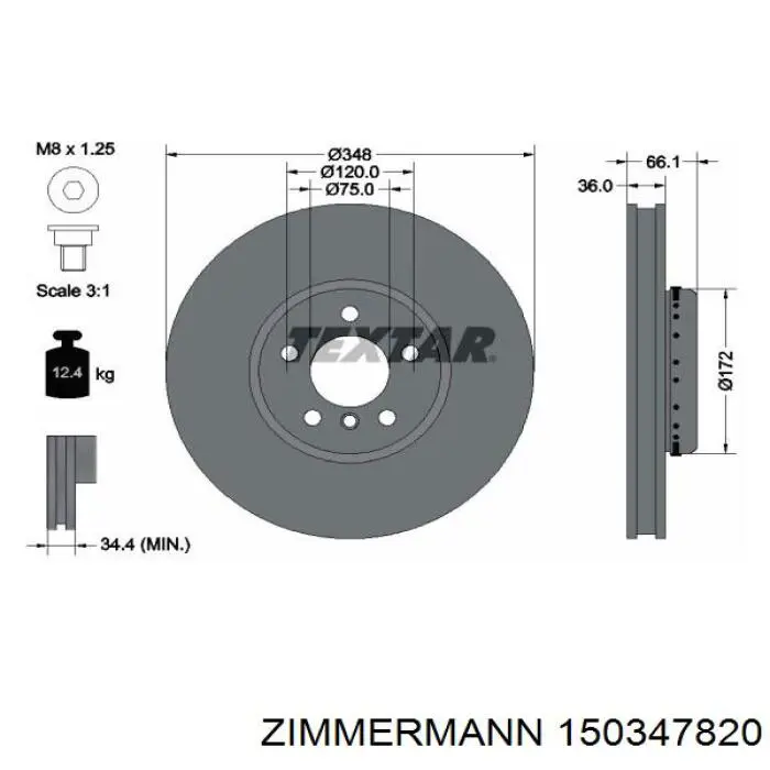 150347820 Zimmermann Диск тормозной передний