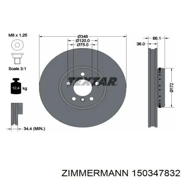 Купить 150347832 Zimmermann Ротор тормозной
