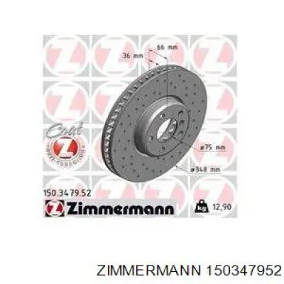 150347952 Zimmermann диск тормозной передний