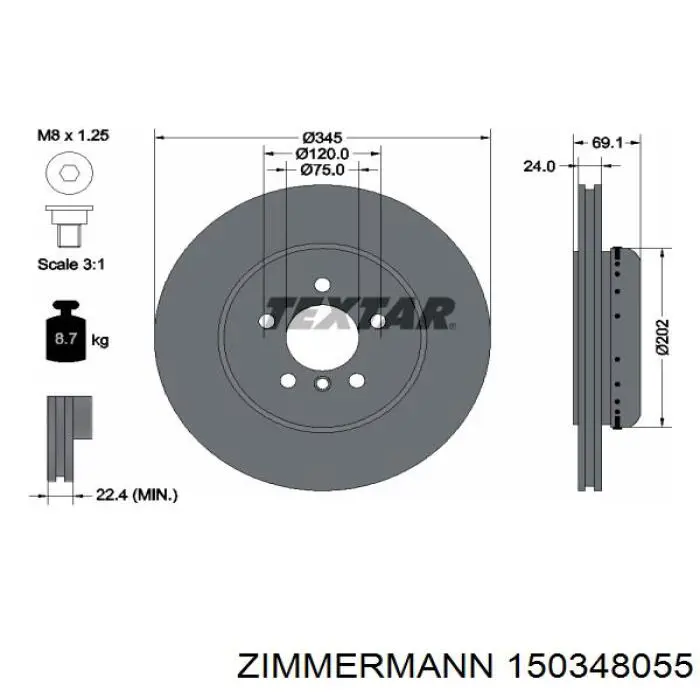 Тормозные диски 150348055 Zimmermann