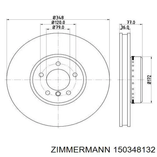 Передний тормозной диск Zimmermann 150348132