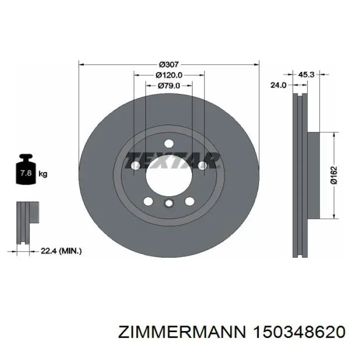 Передний тормозной диск Zimmermann 150348620
