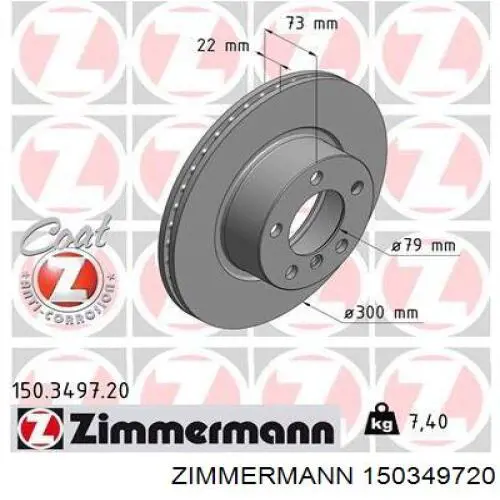 Freno de disco delantero 150349720 Zimmermann