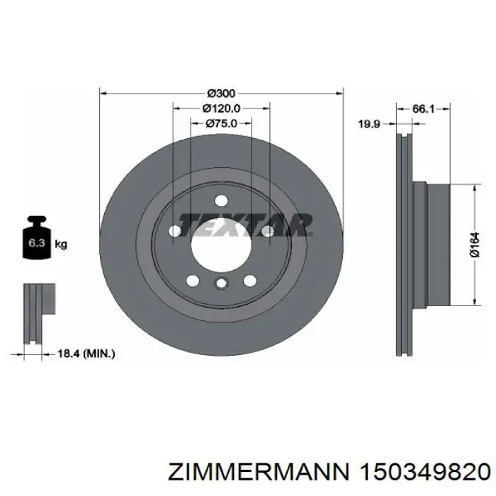 Задний тормозной диск Zimmermann 150349820 цена, от 64.73 USD