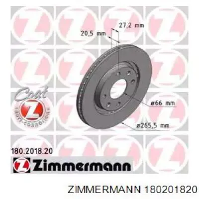 180201820 Zimmermann диск тормозной передний