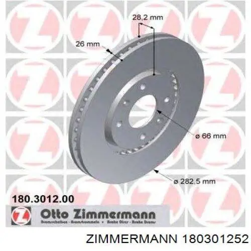180301252 Zimmermann Диск тормозной передний