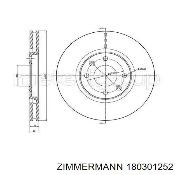 Тормоз дисковый передний Zimmermann 180301252 цена, от 40.32 USD