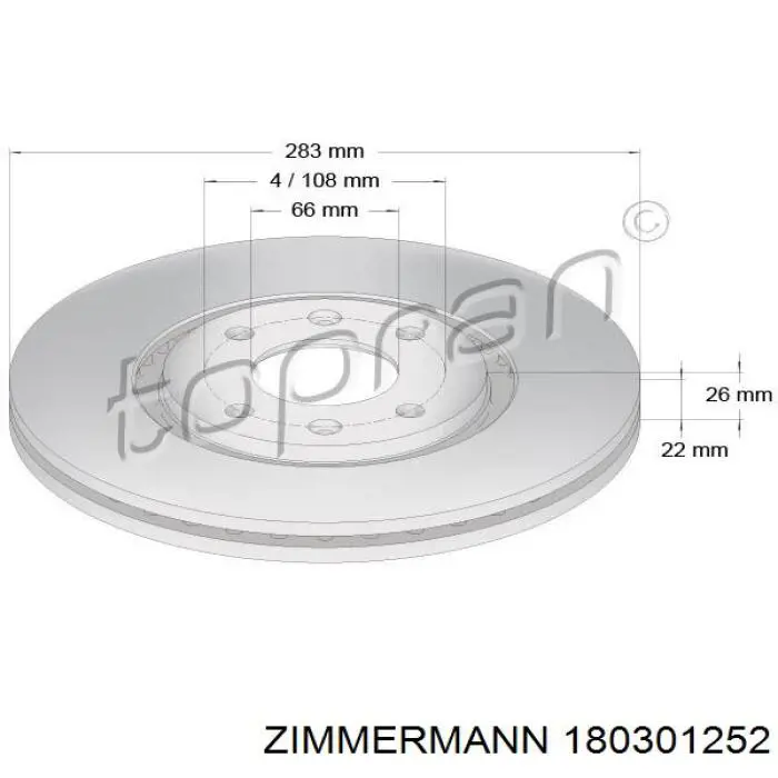 Купить 180301252 Zimmermann Ротор тормозной