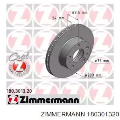 180301320 Zimmermann диск тормозной передний