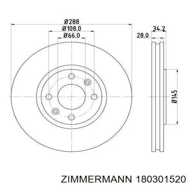 Купить 180301520 Zimmermann Ротор тормозной
