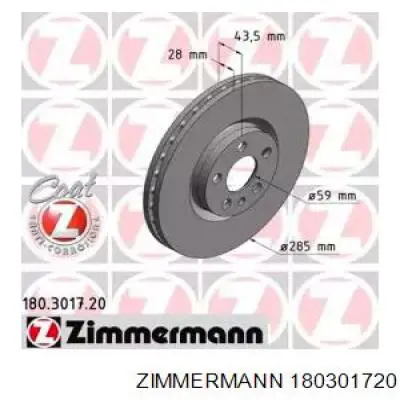 180301720 Zimmermann диск тормозной передний