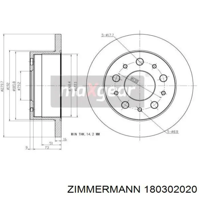 Тормозные диски 180302020 Zimmermann