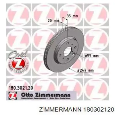 180.3021.20 Zimmermann передние тормозные диски