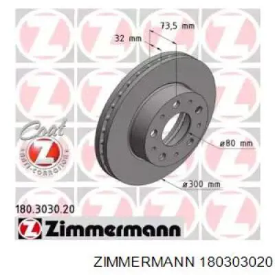 Тормоз дисковый передний Zimmermann 180303020 цена, от 67.33 USD