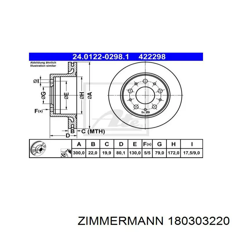 Купить 180303220 Zimmermann Диск тормозной задний